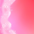 Beautiful light background with Bath pink foam and empty place for your text. Shampoo bubbles texture. Sparkling pink