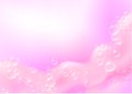 Beautiful light background with Bath pink foam and empty place for your text. Shampoo bubbles texture. Sparkling pink