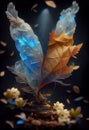 Beautiful Light Blue Leaves on The Ground Law Ethereal Macro Photography Bokeh Background AI Generative