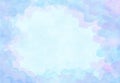 Beautiful Light Blue And Pink Watercolor Sky With Clouds. It`s A Good Background For Valentines, Love Letters, Romantic Messages,