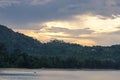 Beautiful Light through the cloud on Sunset at Krabi Beach, near Phuket Thailand