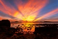 Beautiful light dramatic sky scenery over tropical sea with refl Royalty Free Stock Photo