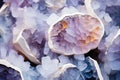 Beautiful light purpl crystal geodes inside white rock