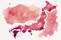 beautiful light Red Japan Map watercolor Royalty Free Stock Photo