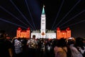Light show on Canadian Parliament building at Parliament Hill in Ottawa, Canada Royalty Free Stock Photo