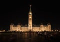 Light show on Canadian Parliament building at Parliament Hill in Ottawa, Canada Royalty Free Stock Photo