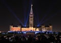 Light show on Canadian Parliament building at Parliament Hill in Ottawa, Canada Royalty Free Stock Photo