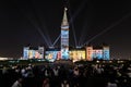 Light show on Canadian Parliament building at Parliament Hill in Ottawa, Canada Royalty Free Stock Photo