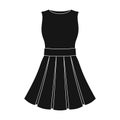 Beautiful light summer dress without sleeves. Clothing for a hike to the beach.Women clothing single icon in black