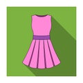 Beautiful light summer dress without sleeves. Clothing for a hike to the beach.Women clothing single icon in flat Royalty Free Stock Photo