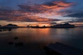 Beautiful light sunrise in the morning at Ban Sam Chong Tai Village phang-nga province thailand. Royalty Free Stock Photo