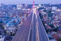 Beautiful light trails on the Pasupati flyover at dawn Royalty Free Stock Photo