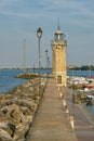 Beautiful lighthouse in Desenzano del Garda on Lake Garda in Italy Royalty Free Stock Photo