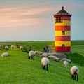 Beautiful lighthouse on the East Frisian coast