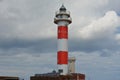 Beautiful lighthouse and fishing museum in the wonderful bay filled with volcanic stones in Bajo Ballena. El Cotillo La Oliva