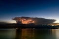 Beautiful lighting storm over tropical blue sea sunset,thunder s Royalty Free Stock Photo