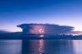 Beautiful lighting storm over tropical blue sea sunset,thunder s Royalty Free Stock Photo