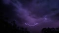 Lightning bolt between black clouds at night, amazing and dramatic view Royalty Free Stock Photo