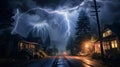 Beautiful lightning in the night sky Royalty Free Stock Photo