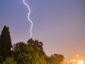 Beautiful lightning over city of Sochi. Russia 08.22.2019