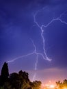 Beautiful lightning over city of Sochi. Russia 08.22.2019