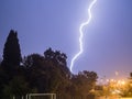 Beautiful lightning over city of Sochi. Russia 08.22.2019