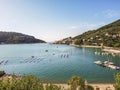 Beautiful Ligurian coast of Italy. View of the bay of poets, the small town of Portovenere and the island of Palmaria. Royalty Free Stock Photo