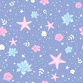 Beautiful lilac pattern. Mermaid set. For kids t shirts, fashion artwork, children books, prints and fabrics or wallpapers.