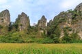 Beautiful limestome mountain range at Ban Mung Village, Noen Maprang District, Phitsanulok, Thailand Royalty Free Stock Photo