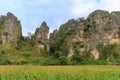 Beautiful limestome mountain range at Ban Mung Village, Noen Maprang District, Phitsanulok, Thailand Royalty Free Stock Photo