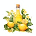 beautiful Limoncello Liqueur watercolor drink clipart illustration