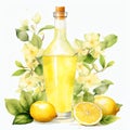 beautiful Limoncello Liqueur watercolor drink clipart illustration