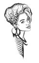 Beautiful line art black woman illustration