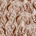 Beautiful Line Art Leaf Illustration as a Seamless Pattern