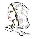 Beautiful line art woman illustration