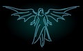 Line art with neon blue shiny angel