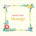 Beautiful lined paper background with colorful flower with leaf ornament frame. Paper sheet for memo, note, quote, greeting card