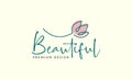 Beautiful lines flower tulip feminine logo vector symbol icon illustration design Royalty Free Stock Photo