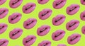 Beautiful lips, collage pattern postcard on a colored background Royalty Free Stock Photo