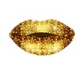 Beautiful lips with gold glittering stars