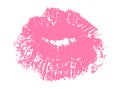 Beautiful lips, pink lipstick kiss. Vector illustration