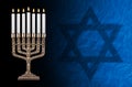 Beautiful lit hanukkah menorah Royalty Free Stock Photo