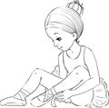 Beautiful little ballerina girl outline coloring page