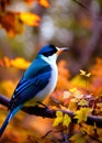 beautiful little bird titmouse sitting in an autumn garden on the branch