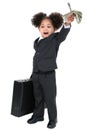 Beautiful Little Business Woman With Briefcase and Handful of Mo Royalty Free Stock Photo