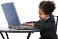 Beautiful Little Business Woman Working On Laptop Royalty Free Stock Photo