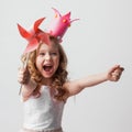 Princess girl with pinwheel Royalty Free Stock Photo