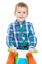Beautiful little Caucasian boy riding a Bicycle Royalty Free Stock Photo