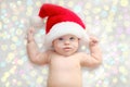 Beautiful Little Child Is Celebrating Christmas. New Year`s Holidays. A Child In A Christmas Costume. Childhood And People Concep