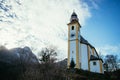 Beautiful little church, blue sky